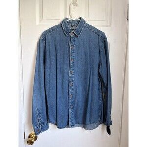 CPO Provisions Chambray Denim Shirt Mens Small Blue Button Long Sleeve Work